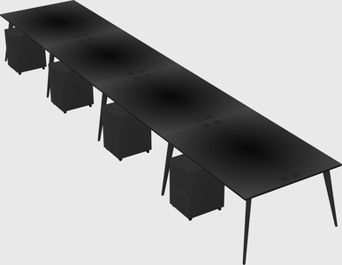 Shared rectangular office desk system