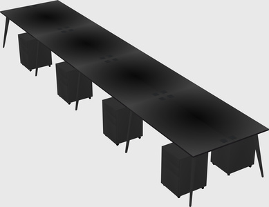 Shared rectangular office desk system