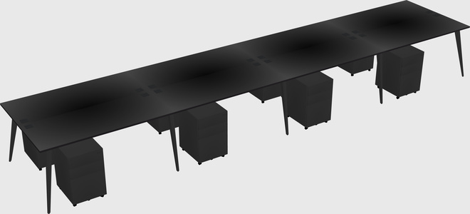 Shared rectangular office desk system
