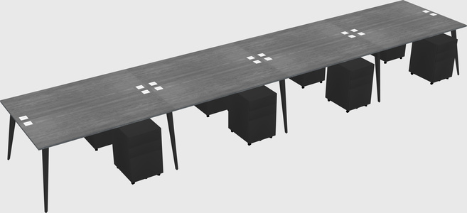 Shared rectangular office desk system