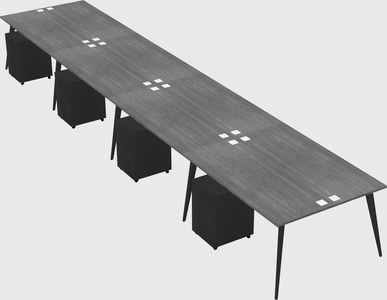 Shared rectangular office desk system