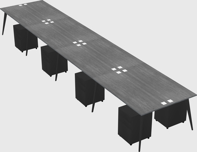 Shared rectangular office desk system
