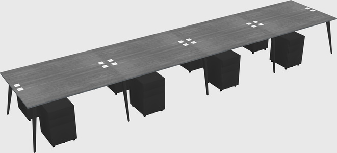 Shared rectangular office desk system
