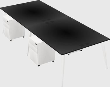 Shared rectangular office desk system