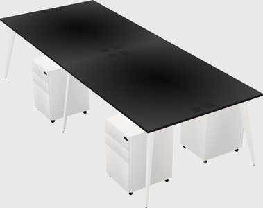 Shared rectangular office desk system