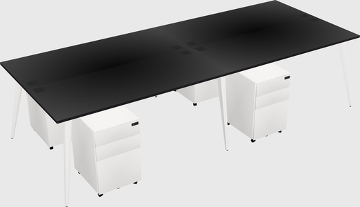 Shared rectangular office desk system