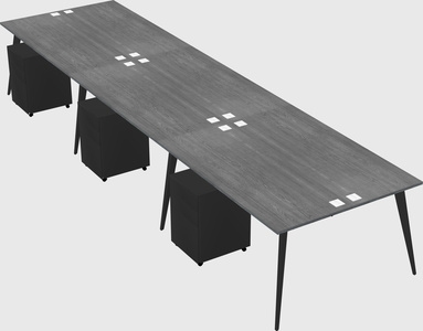 Shared rectangular office desk system