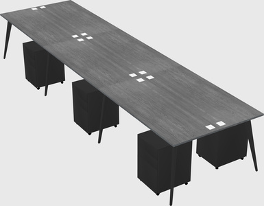 Shared rectangular office desk system