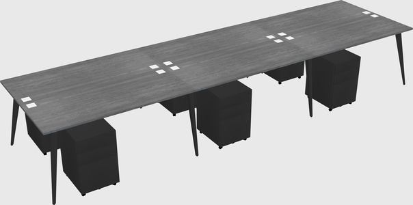 Shared rectangular office desk system