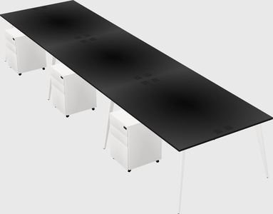 Shared rectangular office desk system