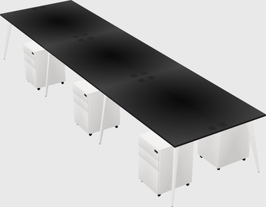 Shared rectangular office desk system