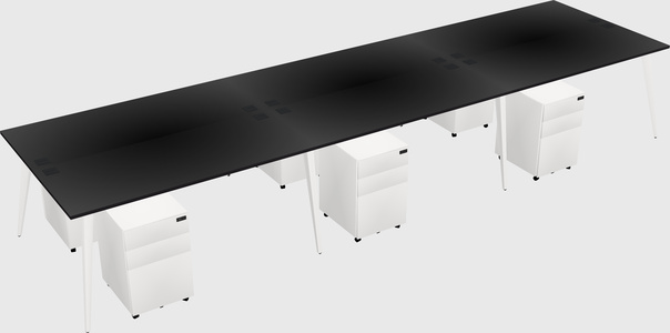 Shared rectangular office desk system