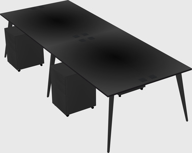 Shared rectangular office desk system