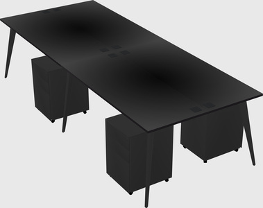 Shared rectangular office desk system