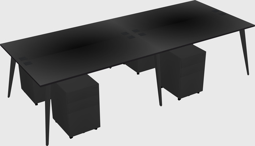Shared rectangular office desk system
