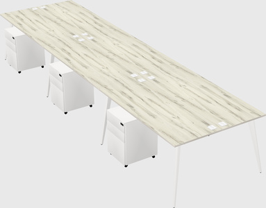 Shared rectangular office desk system