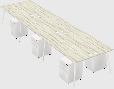 Shared rectangular office desk system