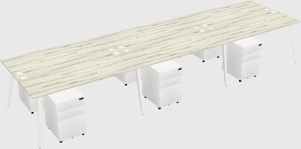 Shared rectangular office desk system