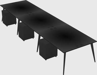 Shared rectangular office desk system