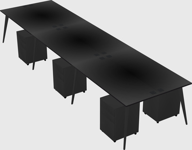 Shared rectangular office desk system