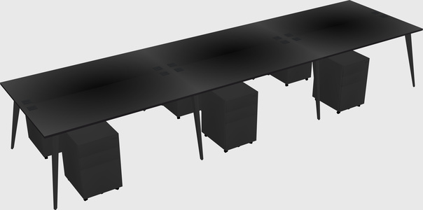 Shared rectangular office desk system