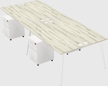 Shared rectangular office desk system
