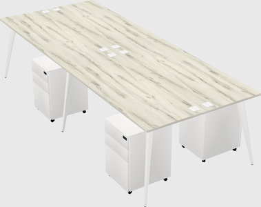 Shared rectangular office desk system