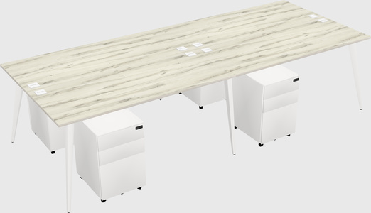 Shared rectangular office desk system