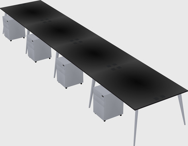 Shared rectangular office desk system