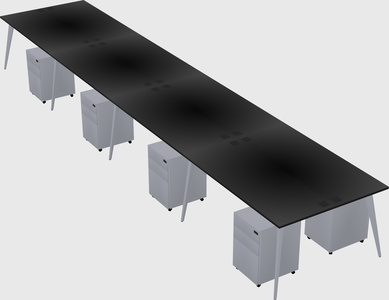 Shared rectangular office desk system