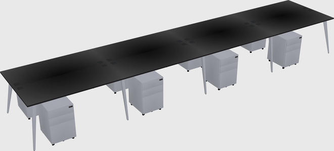 Shared rectangular office desk system