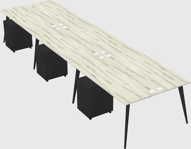 Shared rectangular office desk system