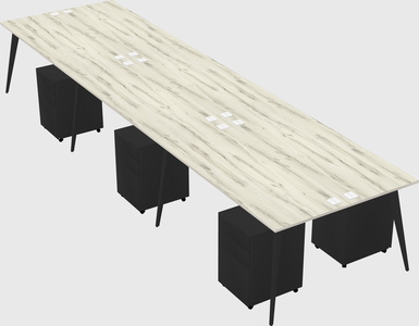 Shared rectangular office desk system