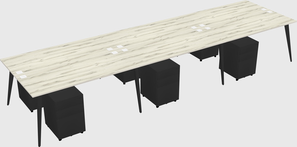 Shared rectangular office desk system
