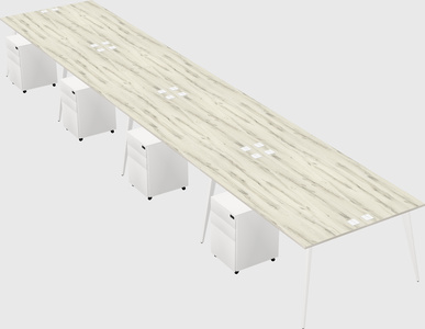 Shared rectangular office desk system