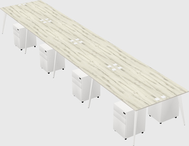 Shared rectangular office desk system