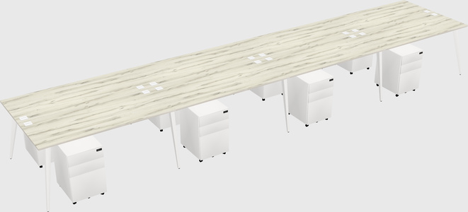 Shared rectangular office desk system