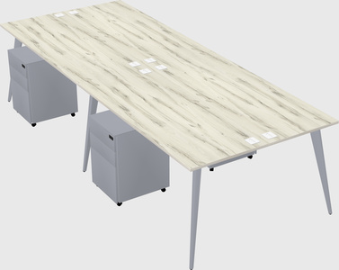 Shared rectangular office desk system