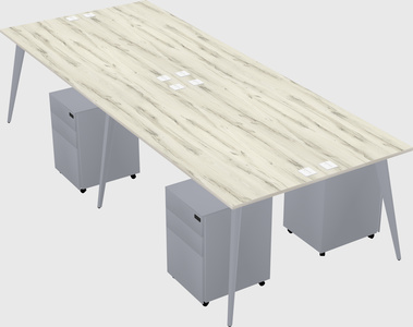 Shared rectangular office desk system