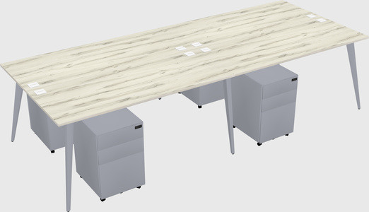 Shared rectangular office desk system