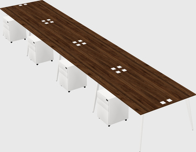 Shared rectangular office desk system