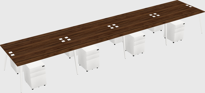 Shared rectangular office desk system