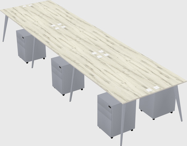Shared rectangular office desk system