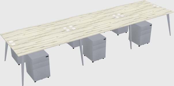 Shared rectangular office desk system