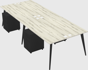 Shared rectangular office desk system