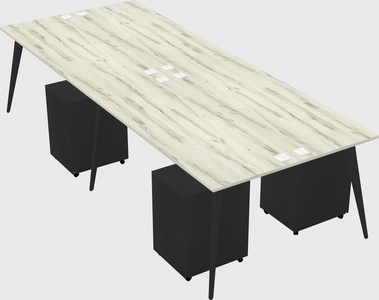 Shared rectangular office desk system
