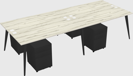 Shared rectangular office desk system