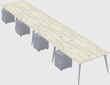 Shared rectangular office desk system
