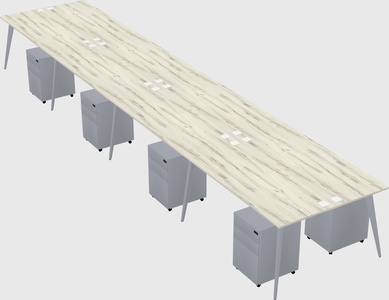 Shared rectangular office desk system