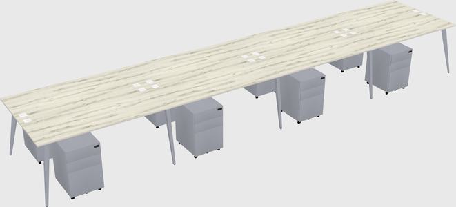 Shared rectangular office desk system